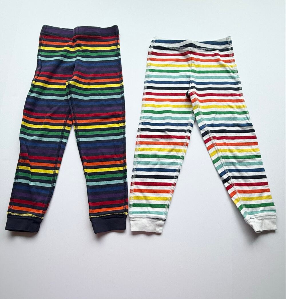 Primary Kids Rainbow Striped Leggings Bundle | Size 4-5 | Set of 2
